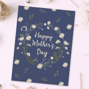 Happy Mothers Day White Flower Holiday Postcard