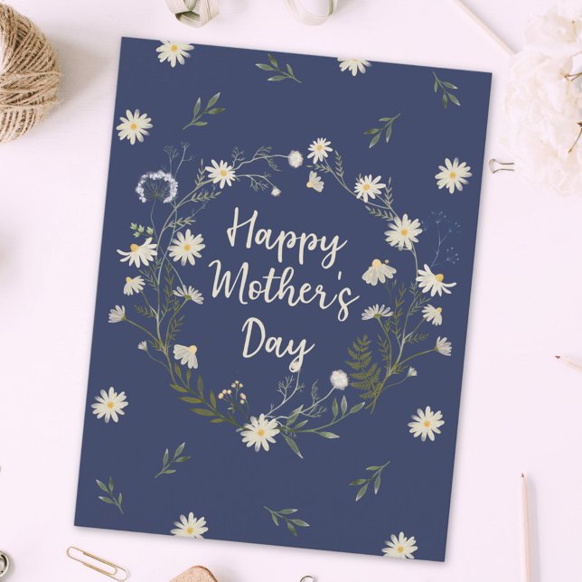 Happy Mothers Day White Flower Holiday Postcard (Close up)