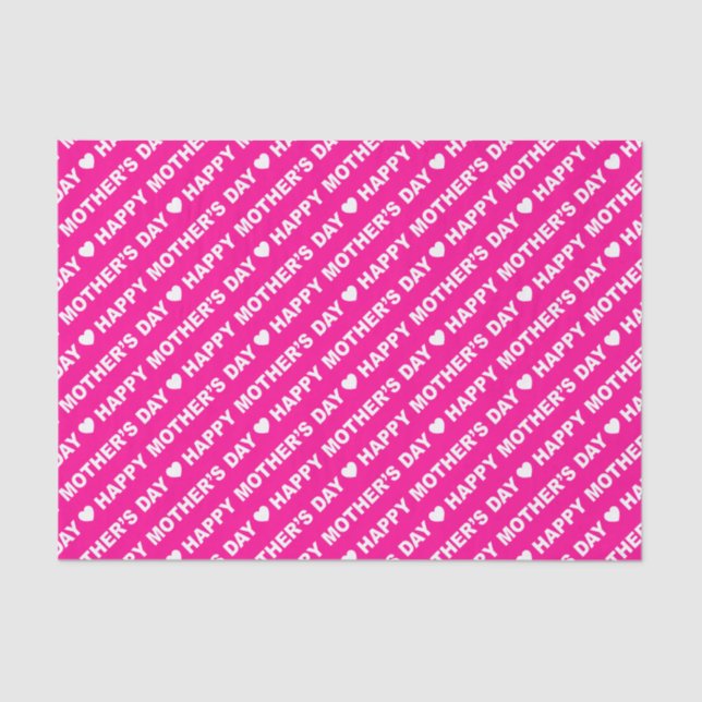Happy Mother's Day White on Hot Pink Tissue Paper (Front)