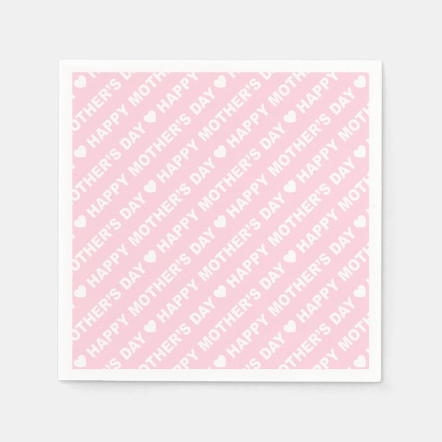 Happy Mother's Day White on Light Pink Napkin (Front)