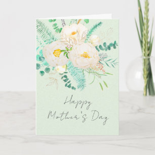 happy mother's day white peony  flower card