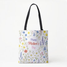 Happy Mother's Day Wildflower Tote Bag 