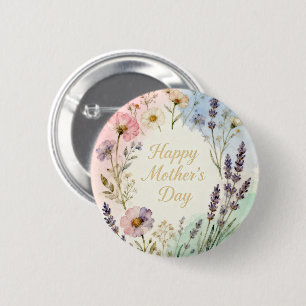 Happy Mother's Day Wildflowers 6 Cm Round Badge