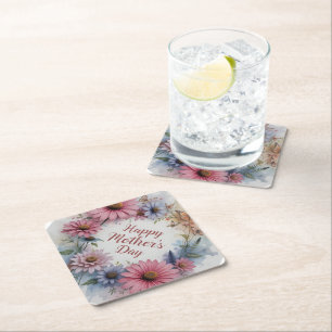 Happy Mother's Day Wildflowers Paper Coaster
