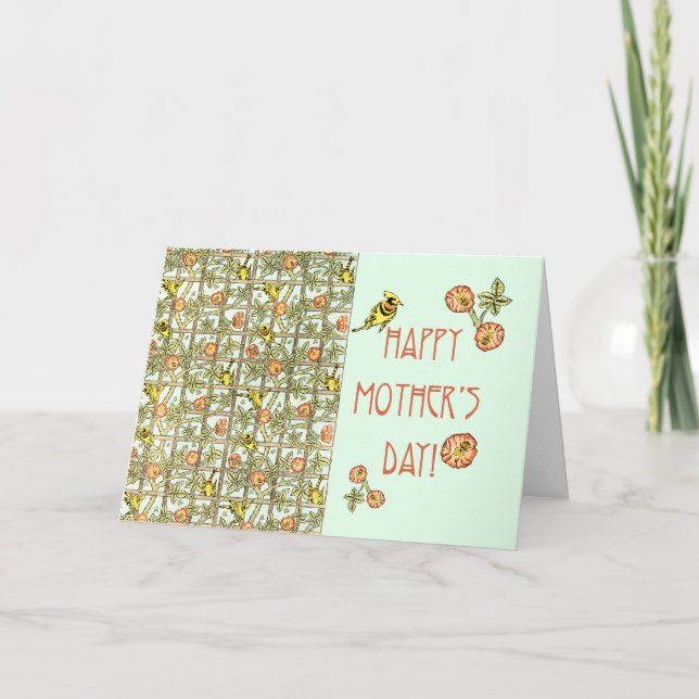 Happy Mothers Day William Morris Print Card (Front)