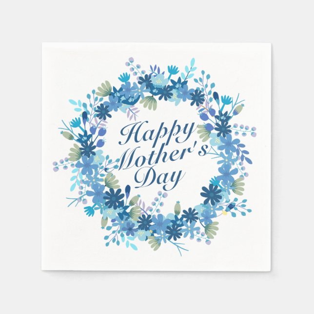 Happy Mother's Day Winter Floral Wreath Napkin (Front)