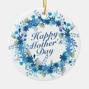 Happy Mother's Day Winter Floral Wreath Ornament
