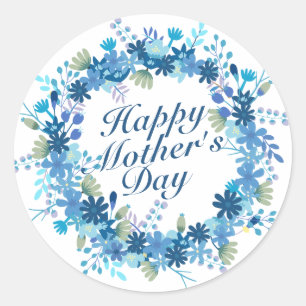Happy Mother's Day Winter Floral Wreath Sticker