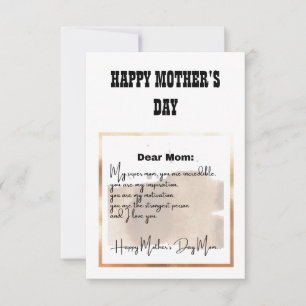 HAPPY MOTHER'S DAY WISHES/ SPECIAL LETTER FOR MOM INVITATION