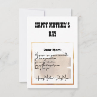HAPPY MOTHER'S DAY WISHES/ SPECIAL LETTER FOR MOM INVITATION