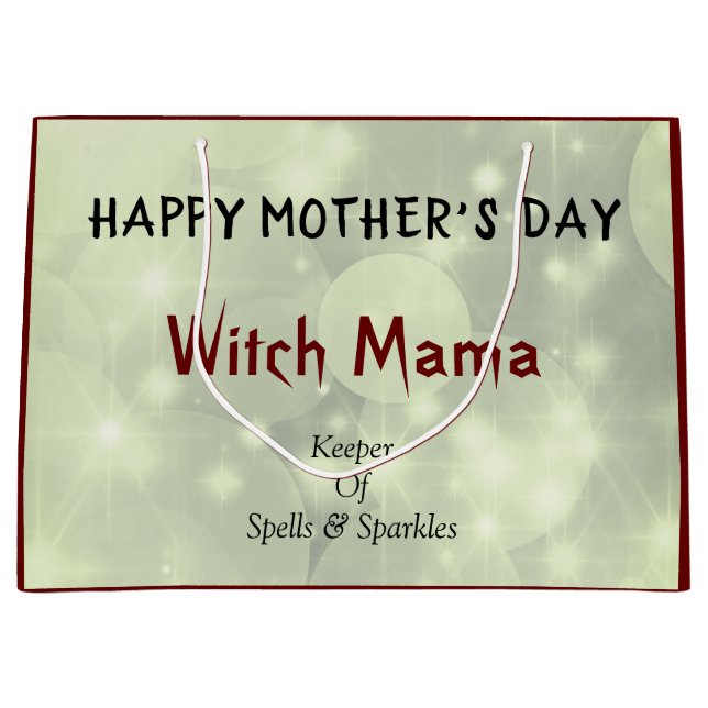 Happy Mother's Day Witch Mama design Large Gift Bag (Front)