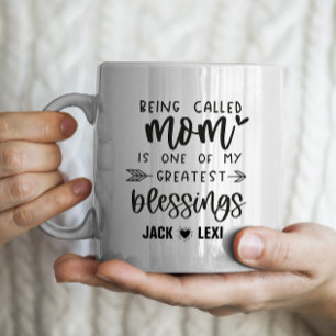 Happy Mothers Day with 2 kids names Coffee Mug