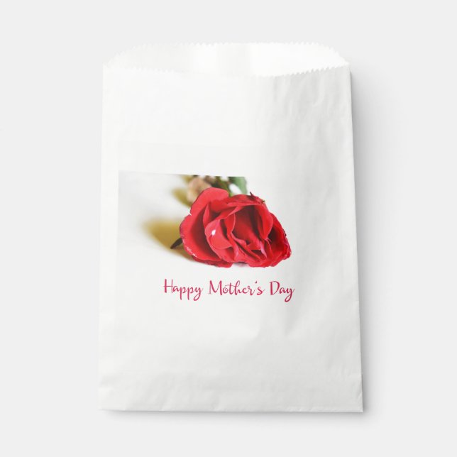 Happy Mother's Day with a Single Red Rose Favour Bags (Front)