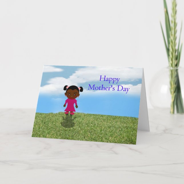 Happy Mother's Day with African American Girl Card (Front)