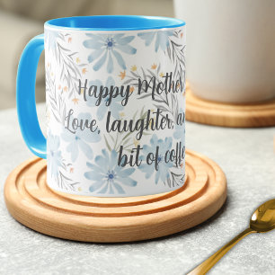 Happy Mother's Day with Blue Floral Watercolor  Mug