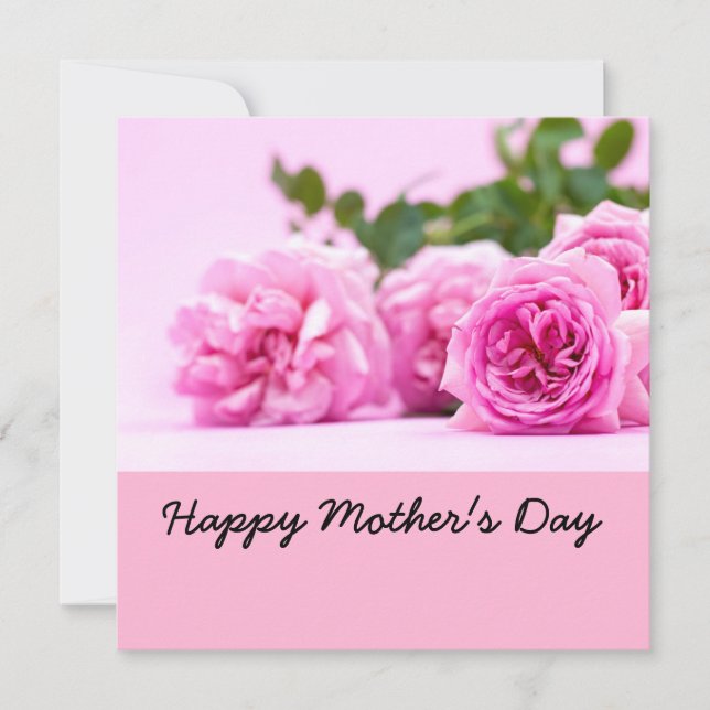 Happy Mother's Day with bunch of pink roses Card (Front)