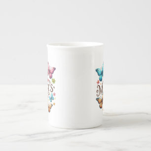 Happy Mother's Day with Butterflies Clipart Bone China Mug