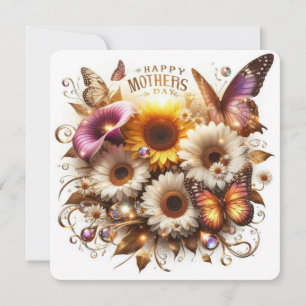 Happy Mothers Day with Calla Lilies, Sunflowers  Holiday Card