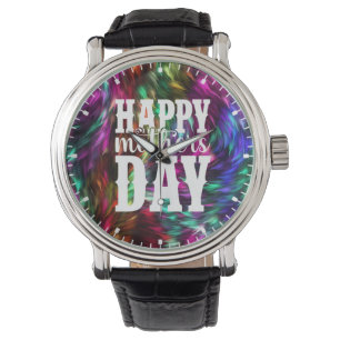 Happy Mother's Day with Colourful Fur Background Watch