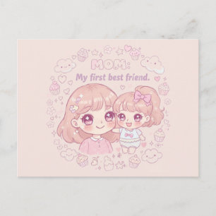 Happy Mother's Day with cute anime design Holiday Postcard