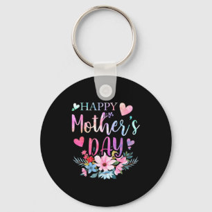 Happy mother's day with floral mom mommy grandma H Key Ring