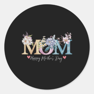 Happy Mother's Day With Floral Mum Classic Round Sticker
