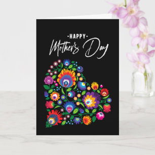 Happy Mother's Day with Folklore Heart Custom Text Card