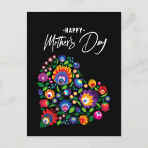 Happy Mother's Day with Folklore Heart Custom Text Postcard
