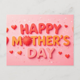Happy Mother's Day with Hearts Postcard