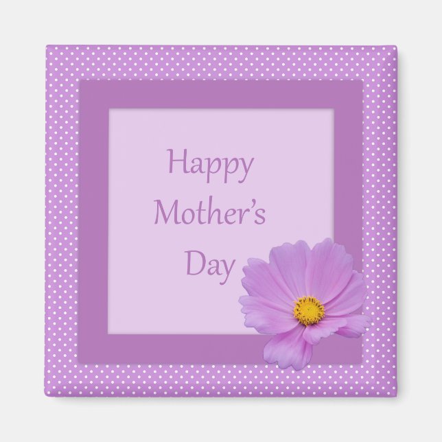 Happy Mother's Day with Light Purple Flower Magnet (Front)