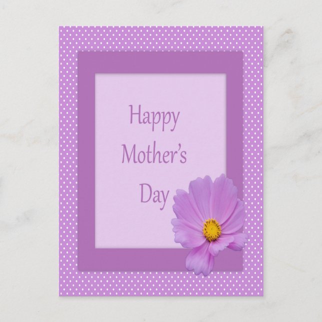 Happy Mother's Day with Light Purple Flower Postcard (Front)