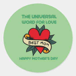 Happy Mothers Day With Love And Flower   Classic Round Sticker