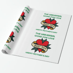 Happy Mothers Day With Love And Flower   Wrapping Paper
