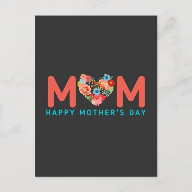 Happy Mothers Day With Love And Flowers Colourful  Postcard (Front)