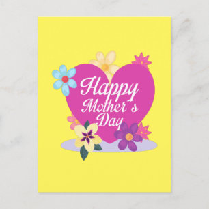  Happy Mothers Day With Love And Flowers Colourful Postcard