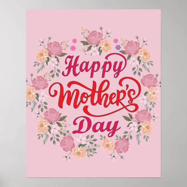 Happy Mothers Day with Love and Flowers  Poster (Front)