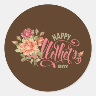 Happy Mothers Day With Love And Flowers Spring  Classic Round Sticker