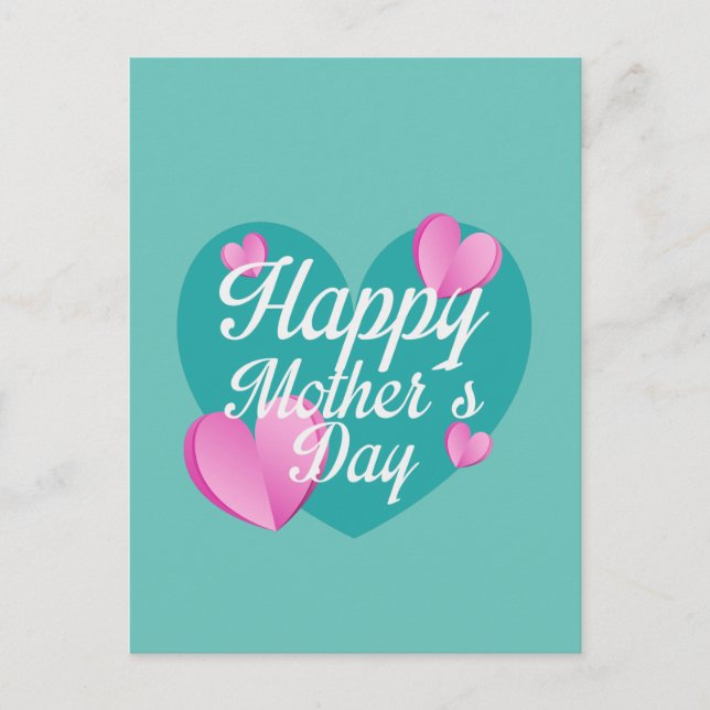 Happy Mothers Day With Love And Hearts    Postcard (Front)