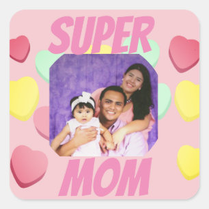 Happy Mother's Day With Love Red colourful hearts Square Sticker