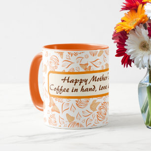 Happy Mother's Day with Orange Butterfly Pattern Mug