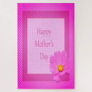 Happy Mother's Day with Pink Flower Jigsaw Puzzle