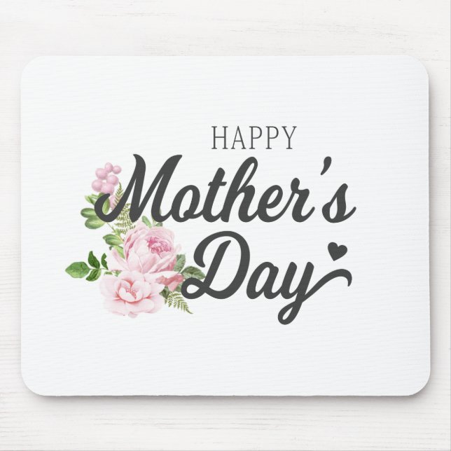 Happy Mother's Day with Pink Roses | Mousepad (Front)