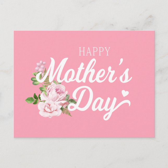 Happy Mother's Day with Pink Roses | Postcard (Front)