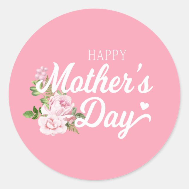 Happy Mother's Day with Pink Roses | Sticker (Front)