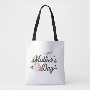 Happy Mother's Day with Pink Roses Tote Bag