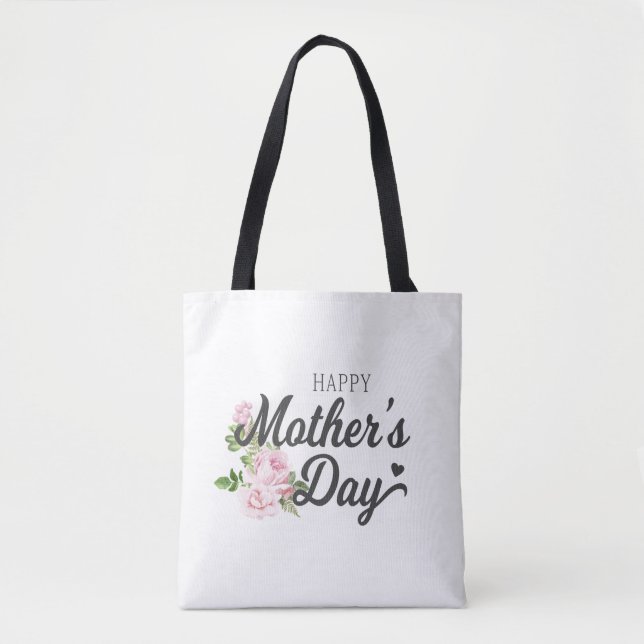 Happy Mother's Day with Pink Roses | Tote Bag (Front)