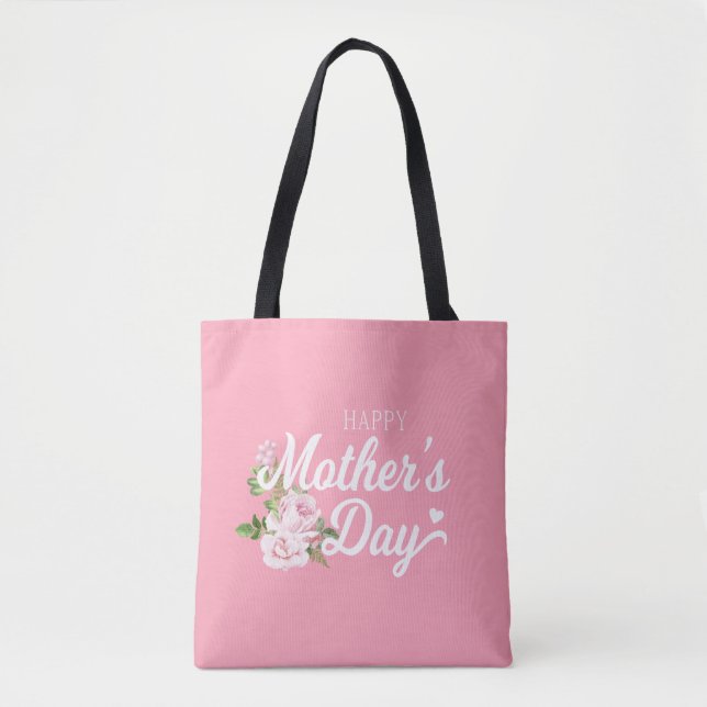 Happy Mother's Day with Pink Roses | Tote Bag (Front)