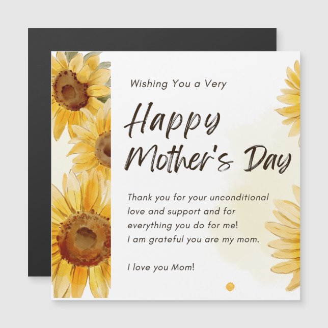 HAPPY MOTHER'S DAY WITH SUNFLOWERS MAGNETIC CARD (Front/Back)