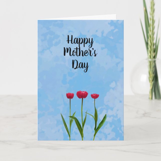 Happy Mother's Day with Three Red Tulips Card (Front)