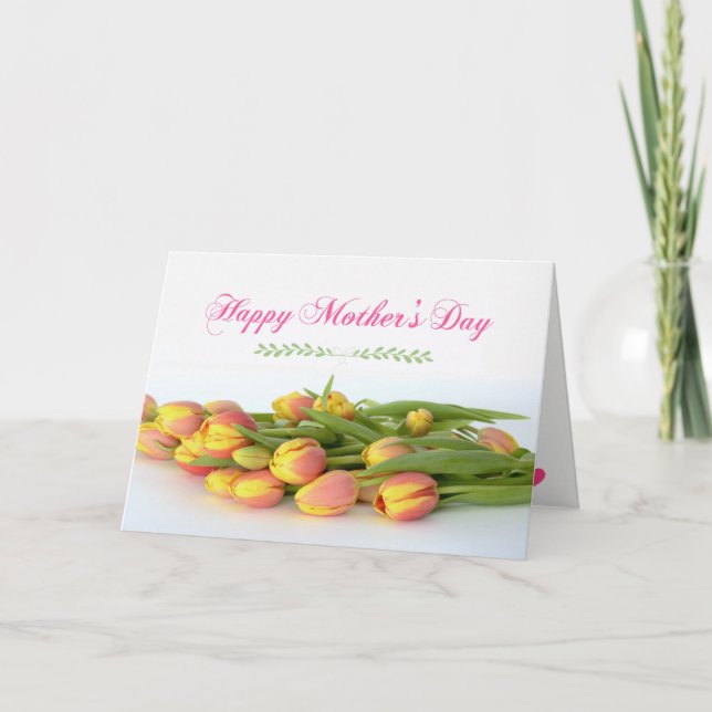 Happy Mother's Day with Yellow and Orange Tulips Card (Front)